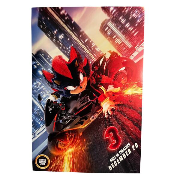 Sonic The Hedgehog 3 (Limited Edition 2024 Poster) Shadow (12 x 18 Inches) New - Picture 2 of 3